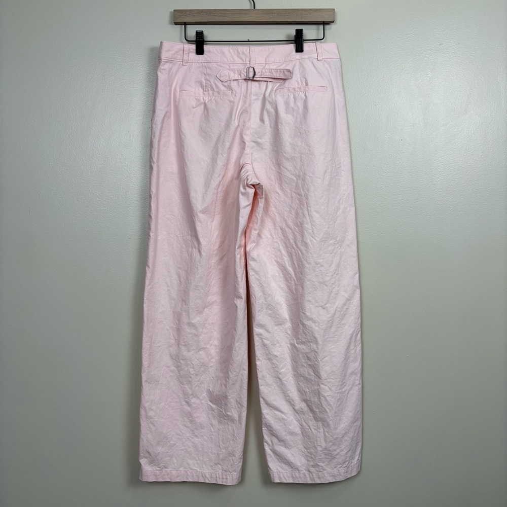 J. Crew Pants Womens 8‎ Pink Full Length Wide Leg Cotton Linen Blend Trouser - Picture 4 of 9